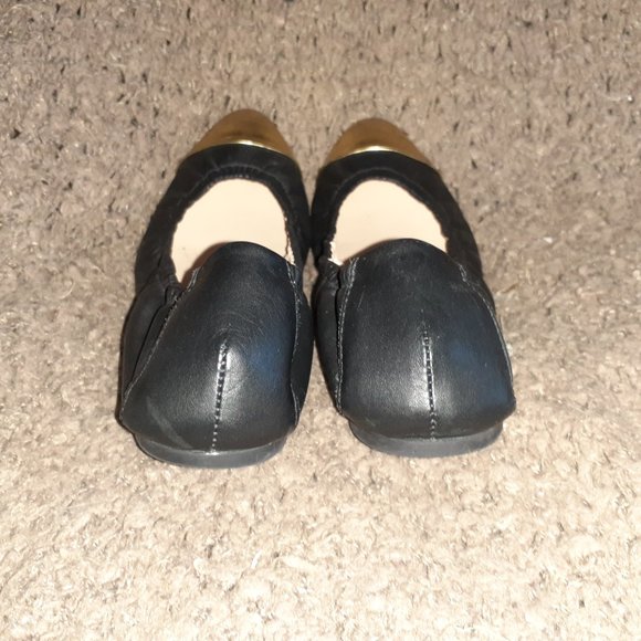 LOEFFLER RANDALL-Grier-Black Calfskin Leather w/Gold Cap Toe-Sz 7B-Excellent - Picture 5 of 7